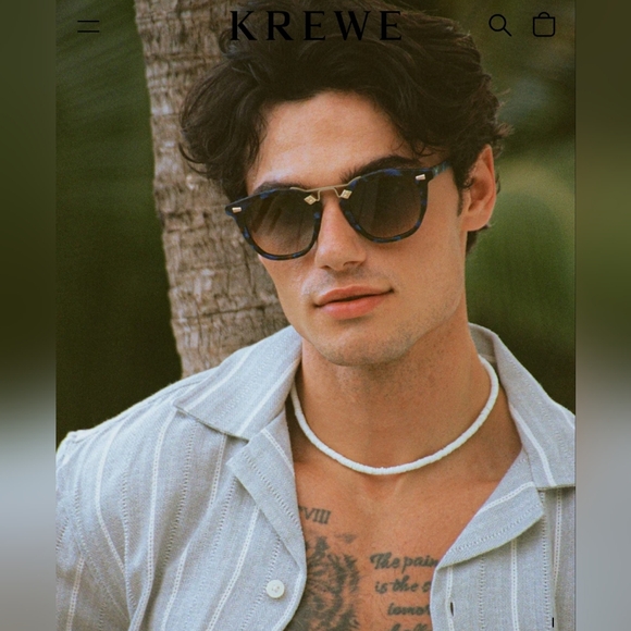 KREWE BEAU II Blue Tortoise Shell Sunglasses with Gold Accents